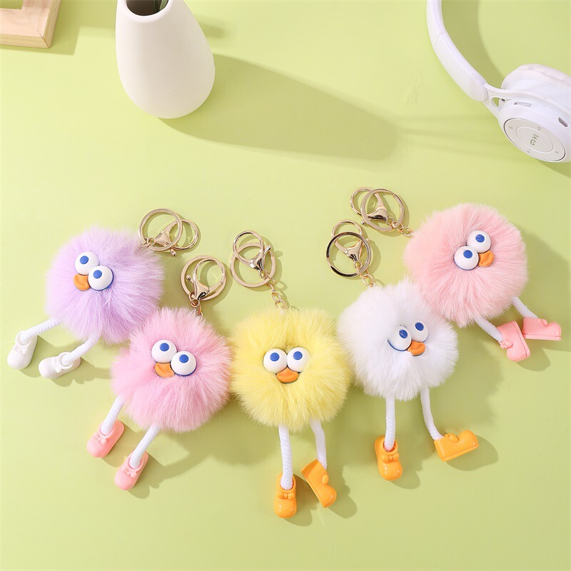 New Rex Rabbit Fur Cute Elf Plush Keychain Pendant Doll Doll Ball Bag Bag Hanging Ornaments Wholesale