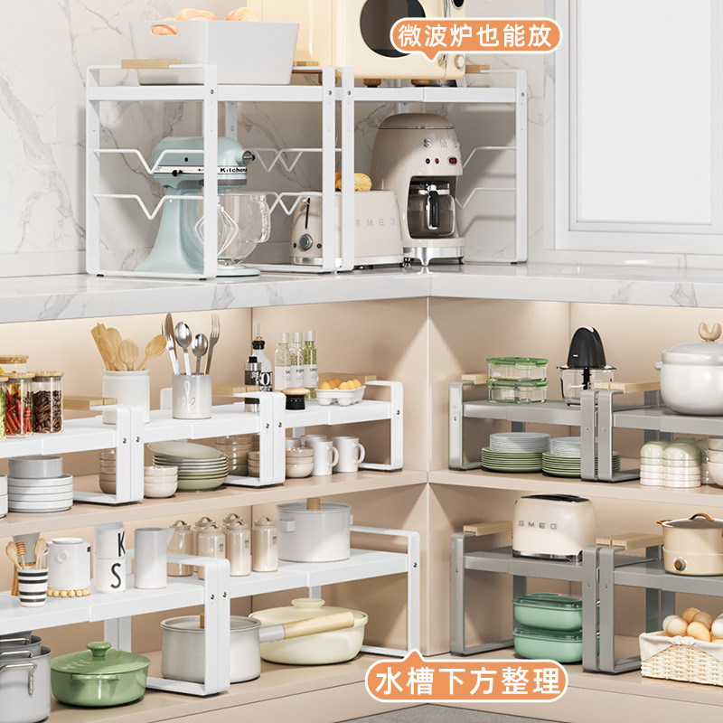 Rack de almacenamiento de cocina condimento rack de almacenamiento de microondas multifuncional sin agujeros de almacenamiento de utensilios de cocina rack de almacenamiento de encimera doméstica