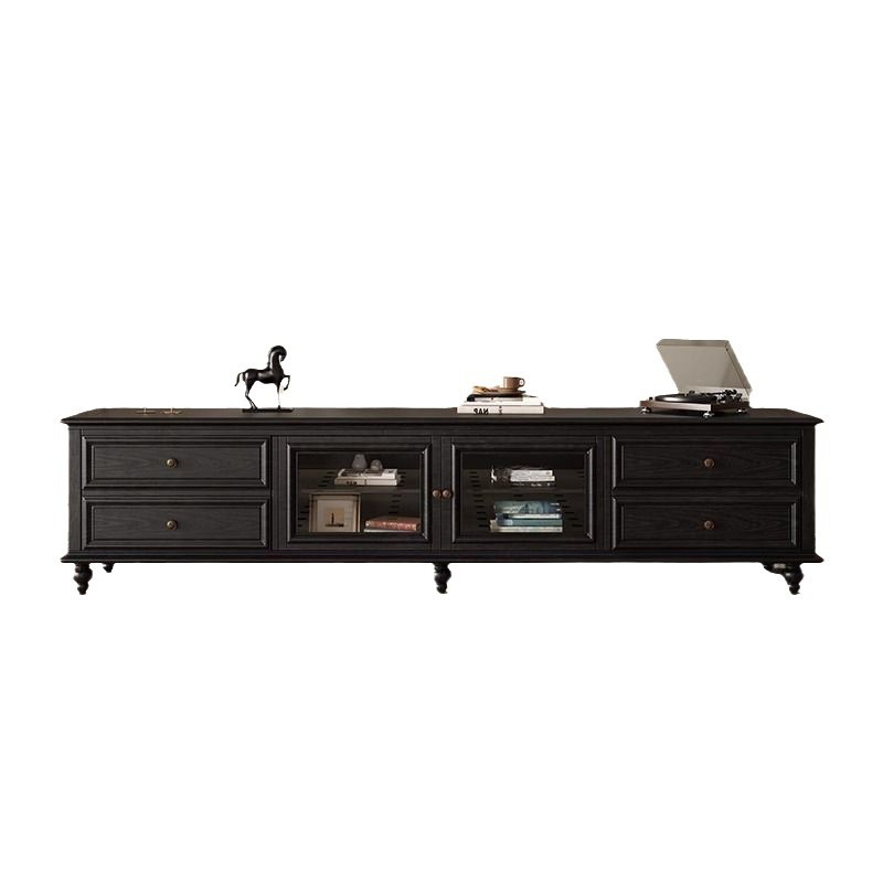 Retro estilo medieval color nuez lujo ligero piso al suelo gabinete de televisión Logan estilo americano gabinete de televisión de madera sólida 24 años nuevo modelo de alta calidad image 6