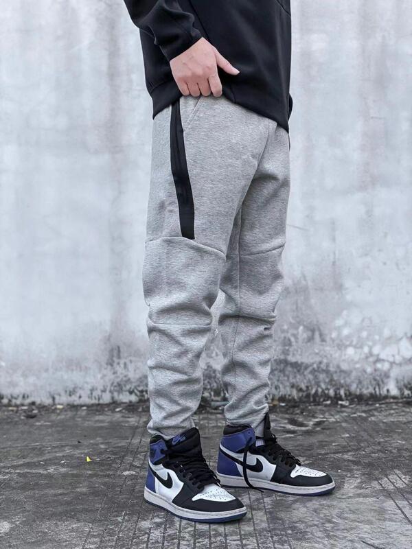 Men's Jogging All-Season Sports Pants Men's Casual Knitted Slim-Fit Zipper Cuffs Spliced Long Pants Default Fashion