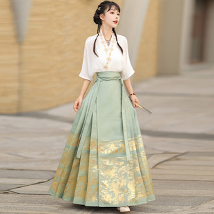 Chinese Style Women's Clothing Ming Style Improved Han Dynasty Black Horse Face Skirt 2025 Summer