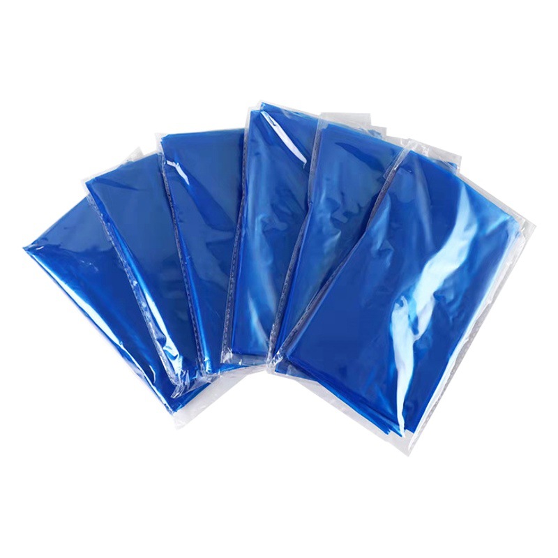 Cubierta de zapato larga desechable PE engrosada a prueba de polvo a prueba de lluvia color transparente banda de goma azul oscuro cordón cubierta de bota a la deriva