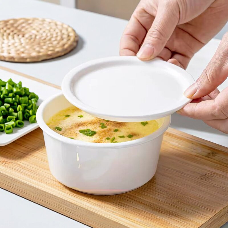 Pure White Bone China Steaming Egg Bowl with Lid, Household Ceramic Steaming Bowl, Microwave-Safe Water-Separation Soup Bowl, High-Value Tableware Pure White Bone China Steaming Egg Bowl with Lid, Household Ceramic Steaming Bowl, Microwave-Safe Water-Separation Soup Bowl, High-Value Tableware