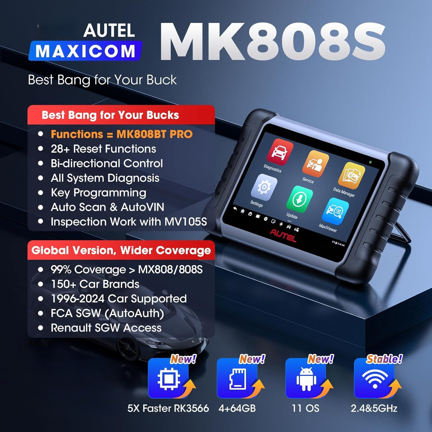 Autel MK808S Autel Automotive Diagnostic Instrument Overseas Version New Multifunctional Diagnostic Device