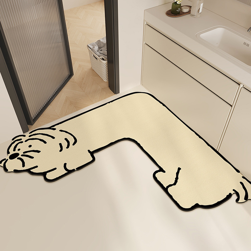 漫画バスルームフロアマット L 字型コーナー吸水速乾フットマット浴室キッチントイレドアトイレカーペット|undefined