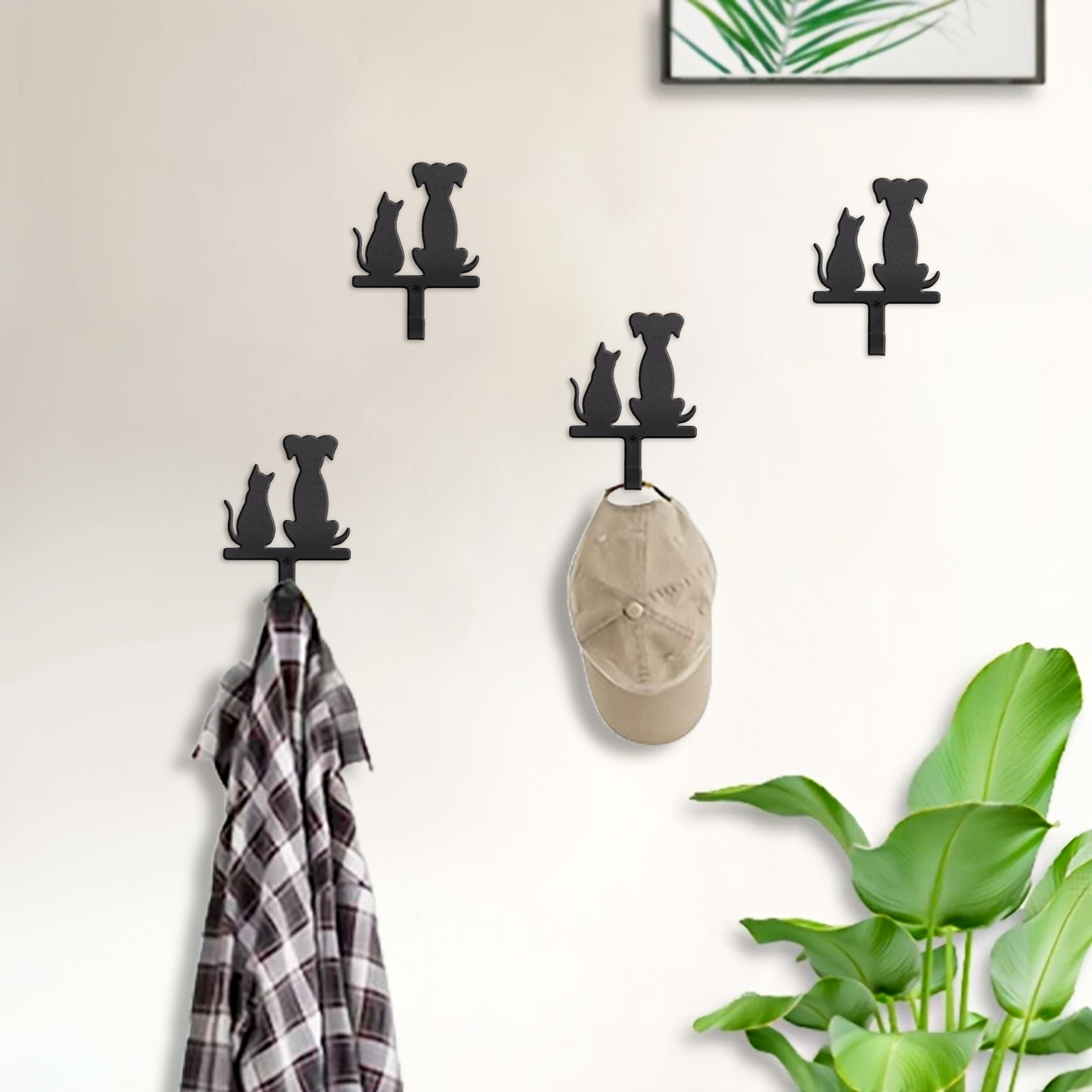 Cat and Dog Partner Cross-Border Metal Hook Without Punching Kitchen Bathroom Door Wall Wall Hanging Clothes Decorative Hook