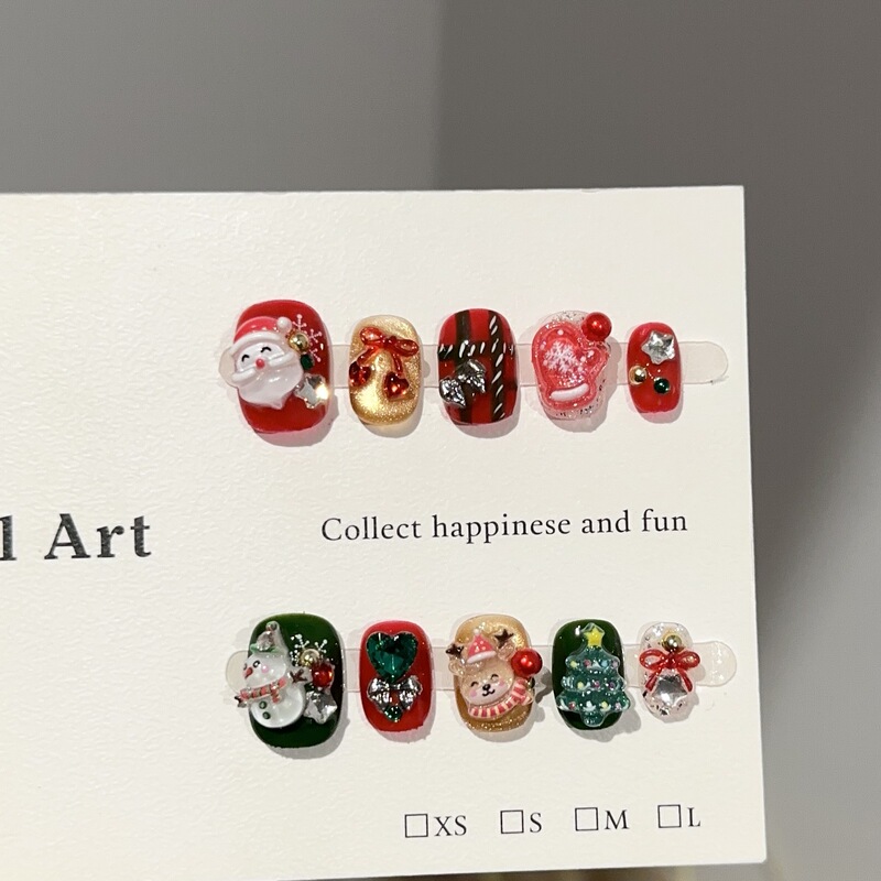 Purely Handmade Wearable Nails, High-End Santa Claus Red and Green Manicure Patches, Snowman Elk European and American Fake Nail Patches Purely Handmade Wearable Nails, High-End Santa Claus Red and Green Manicure Patches, Snowman Elk European and American Fake Nail Patches