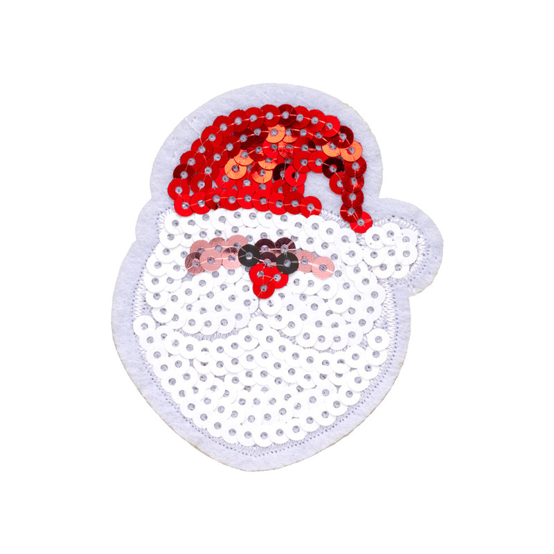 クロスボーダーコンピュータ刺繍ステッカークリスマススパンコール刺繍サンタクロースクリスマスツリースノーフレーク雪だるまヘラジカ刺繍布ステッカー|undefined