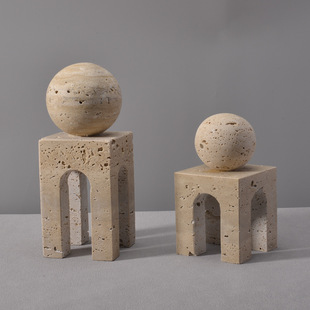 Natural Travertine Home Living Room Bookend Ornaments Coffee Table Study Room Model Room Bookend Office Bookend Accessories