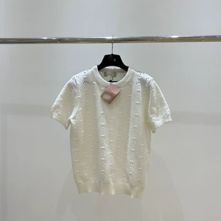 南油货~妹妹家高版 26春夏新款镂空设计感圆领针织短袖气质百搭女