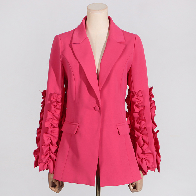 Women's Clothing elegant commuter suit jacket + flared suit pants_voghion.com