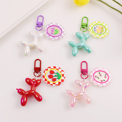 Ins New Laser Balloon Dog Keychain Fashion Cartoon Puppy Rose Flower Tag Bag Accessory Pendant
