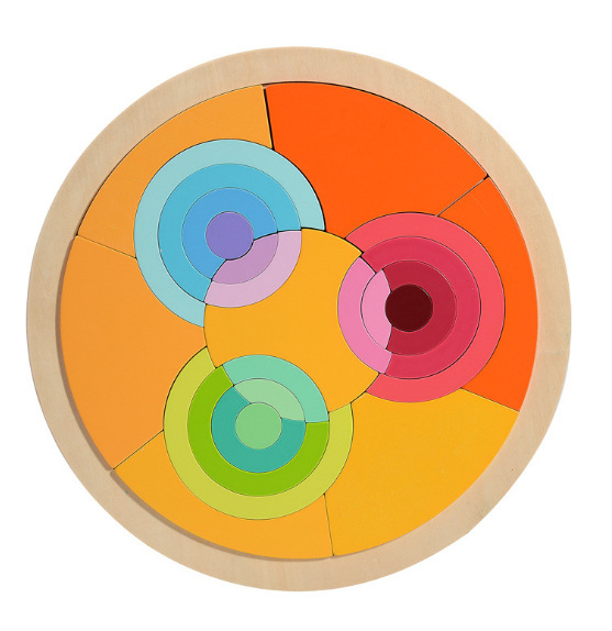 Cross-border Montessori Wooden Rainbow Building Blocks Arch Rainbow Building Puzzle Jigsaw Children's Stall Wholesale Toys