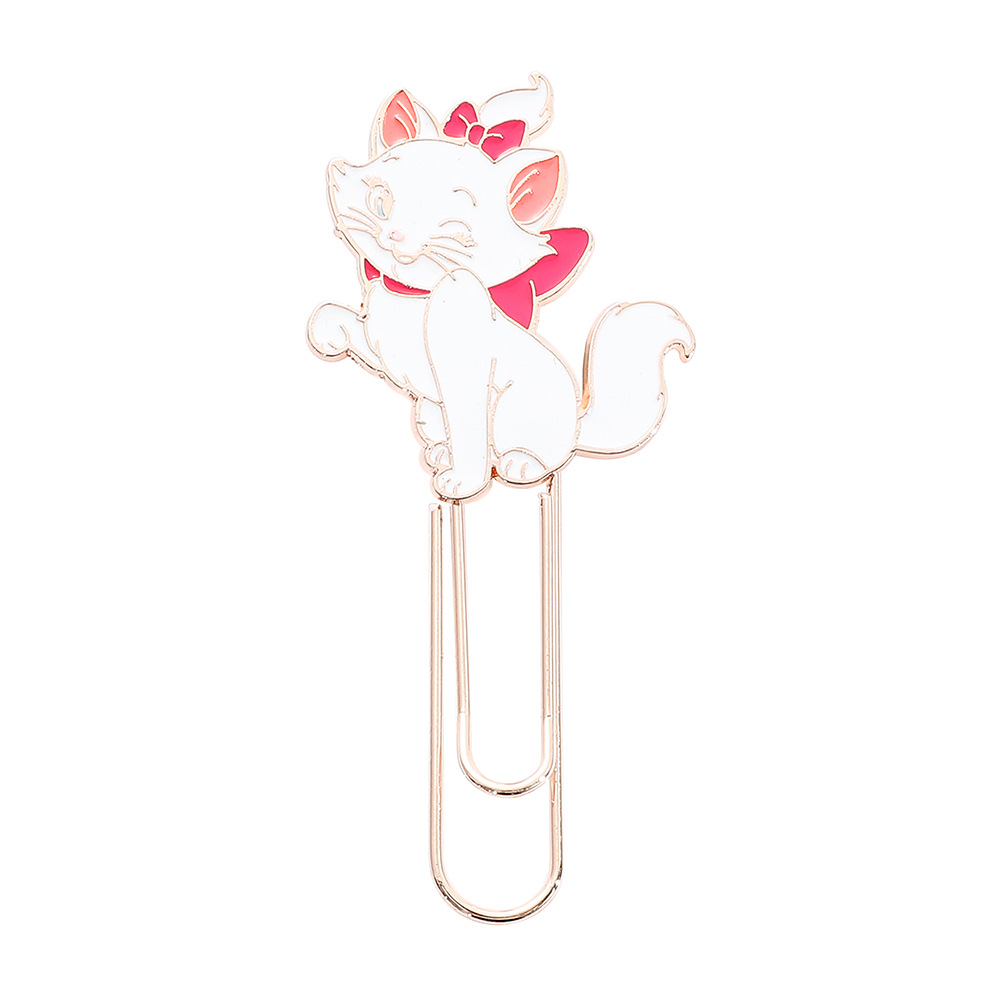 Caricatura encantadora marie gatos marcadores marie clips pequeños marcadores carpeta de libros marcadores de insignia de metal creativos