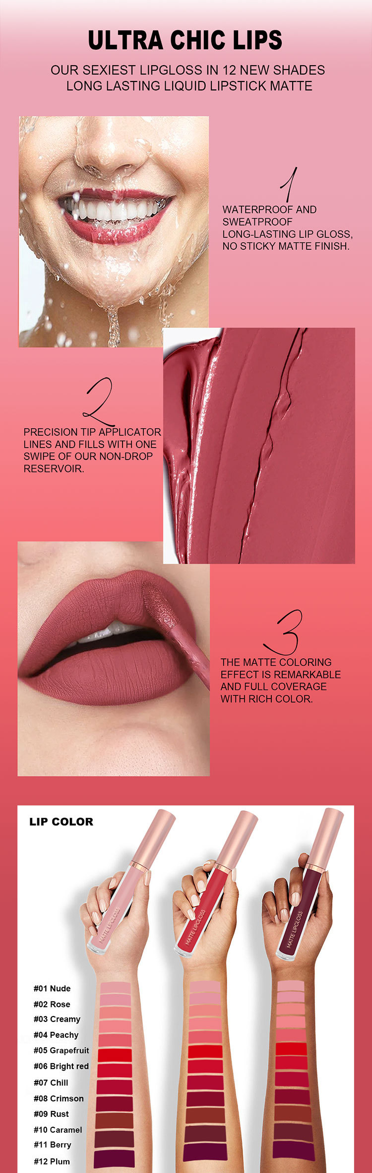 3支装哑光唇彩唇釉套装