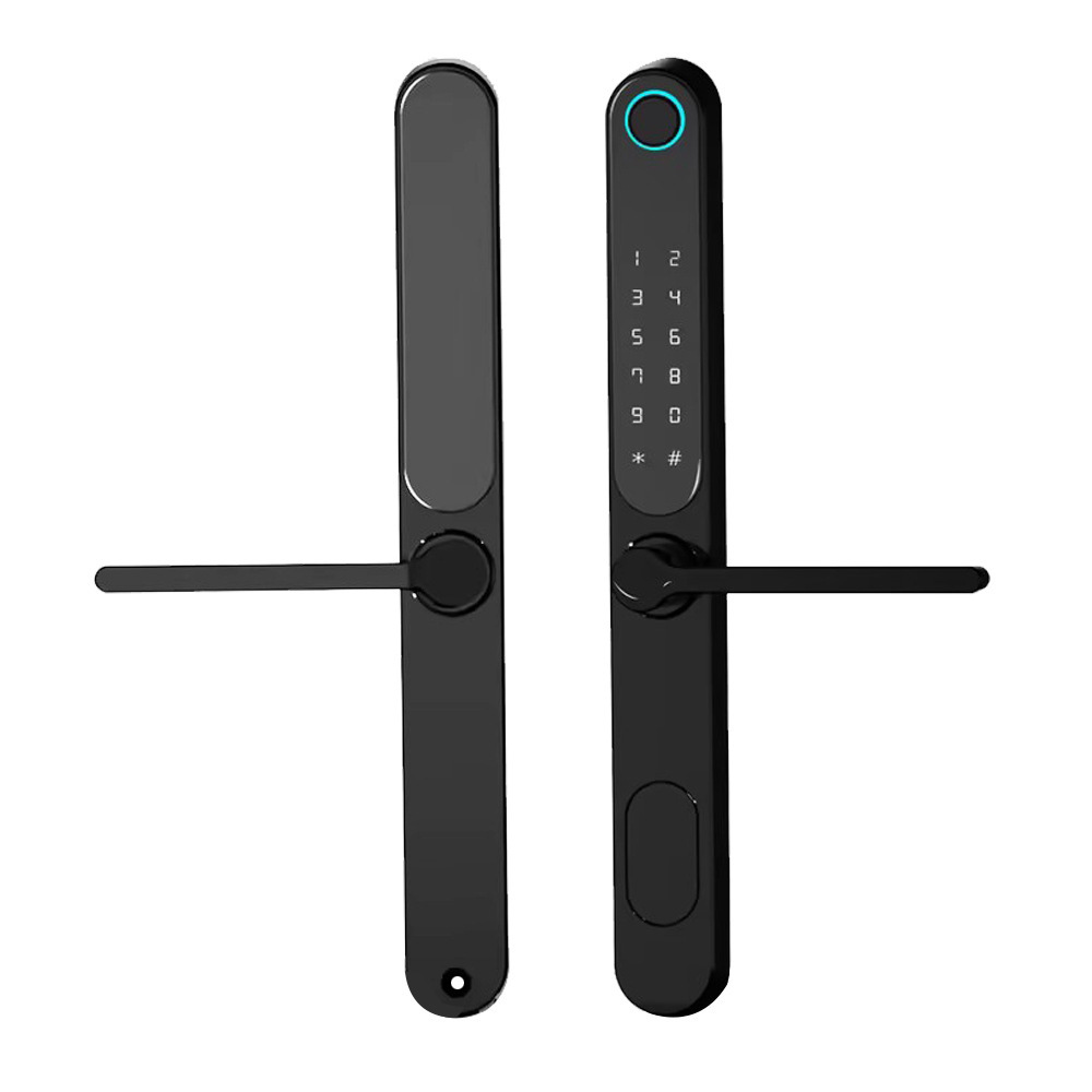 Puente roto de aleación de aluminio de doble apertura traducción puerta de vidrio deslizante KFC plástico de acero cerradura de puerta estrecha cerradura de contraseña impermeable