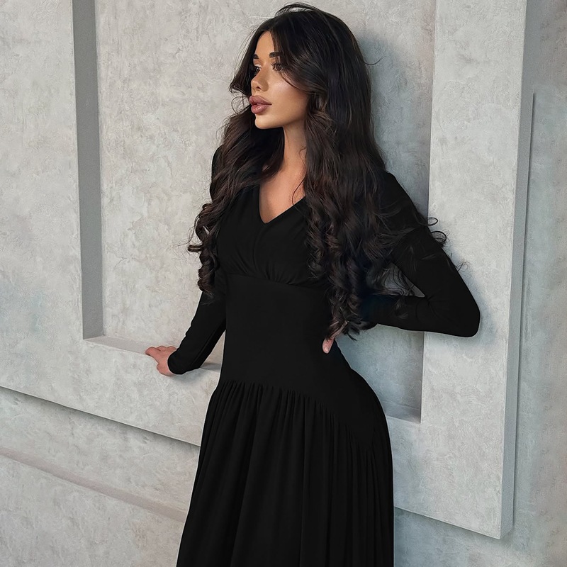 Hot-Selling Women's Fashion 2025 Summer New Fashionable Elegant Slim Waist Long Sleeve Dress Wholesale_ecoleips.com