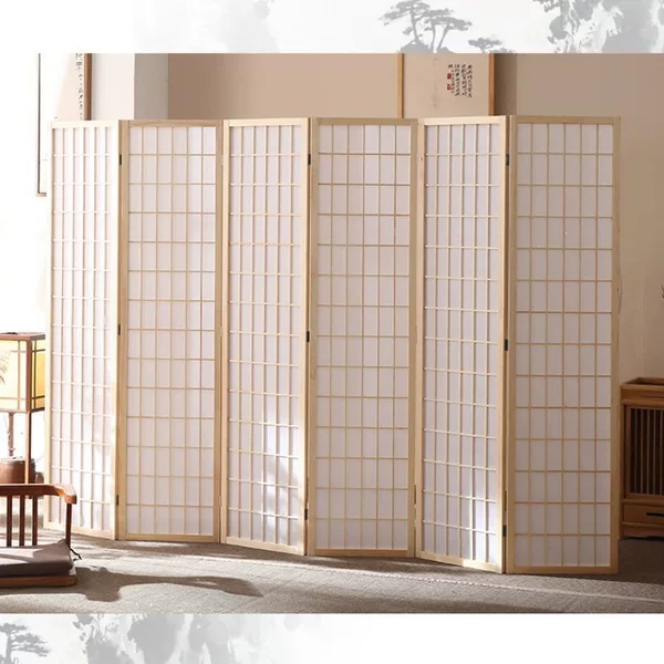 Japanese-Style Folding Screen Partition for Living Room, Simple Modern Movable Office Entryway Solid Wood Lattice Photo Prop