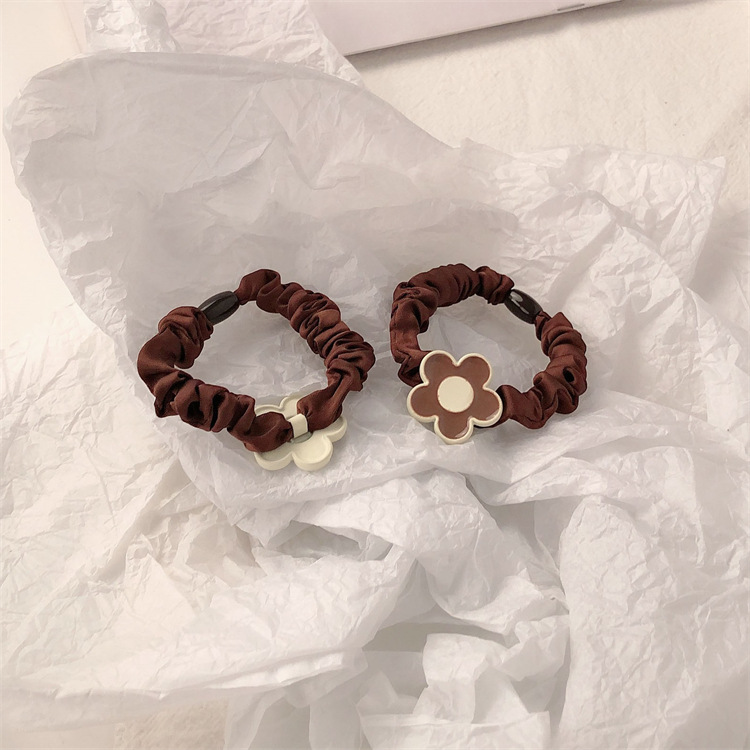 Temperamento simple flor pequeña cuerda de cabello cuerda de cabeza de cabello de la chica de cabello cola de caballo intestino delgado anillo de cabello japonés no estrangulación adornamiento para el cabello