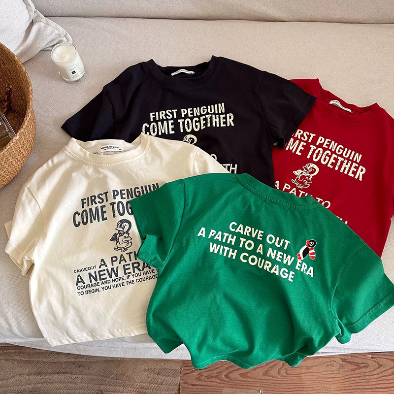 Pure cotton children's short-sleeved T-shirt summer 2025 new cute versatile cartoon casual small and medium-sized children's boys and girls' tops