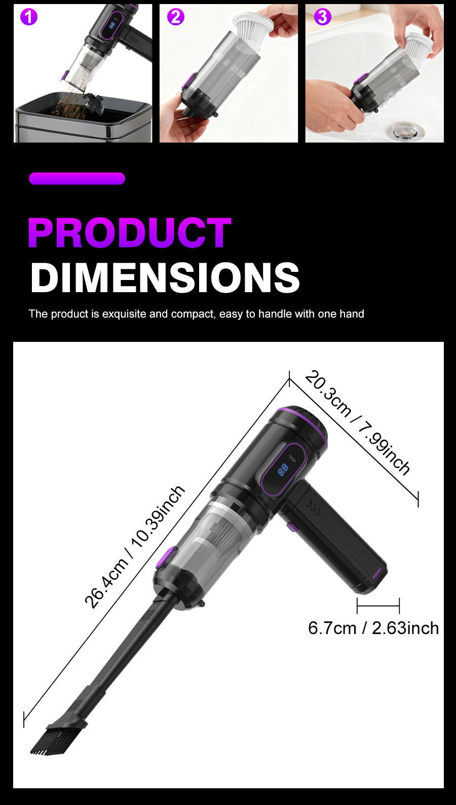 New Wireless Vacuum Cleaner with Blowing and Suction Functions, One-Touch Dust Dumping, Handheld Dust Blower, High-Power Suction, Car Vacuum Cleaner
