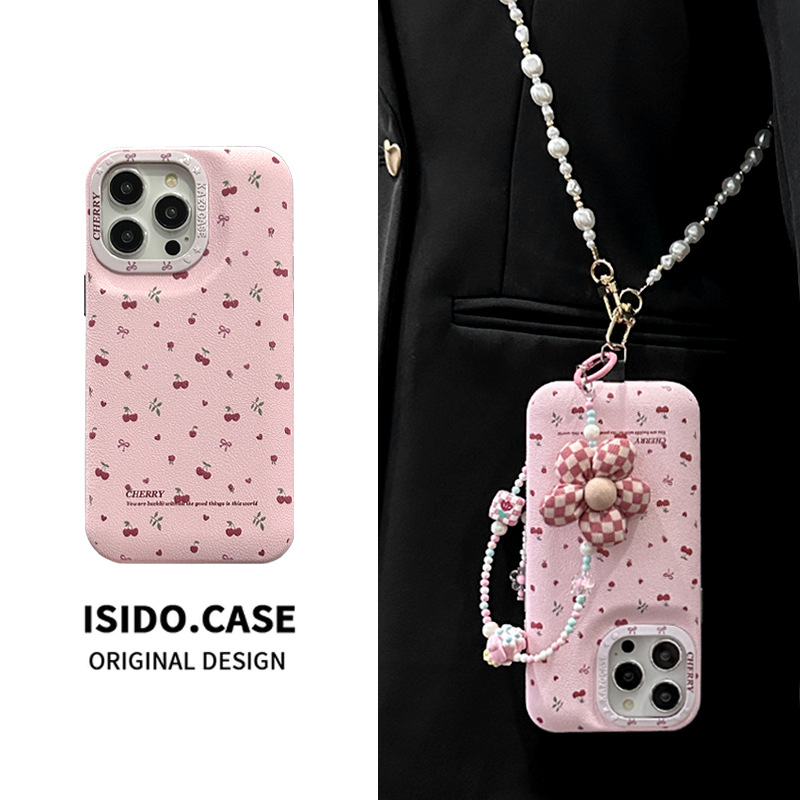 Niña ins rosa floral apta para iphone16ProMax bolsa de batería 14 Apple 15 funda para teléfono 13 diagonal 16P