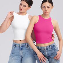 R 51994 Y2K slim short sleeveless vest Y2K �����̿����䱳��