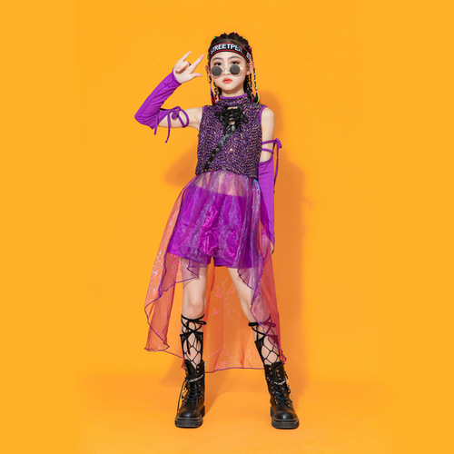 purple gogo dress Sexy Purple Mesh Party Dress Women's Fashion Evening Dresses Stage Celebrate Gogo Costume Festival 2-Piece Outfit Set Ruhua
