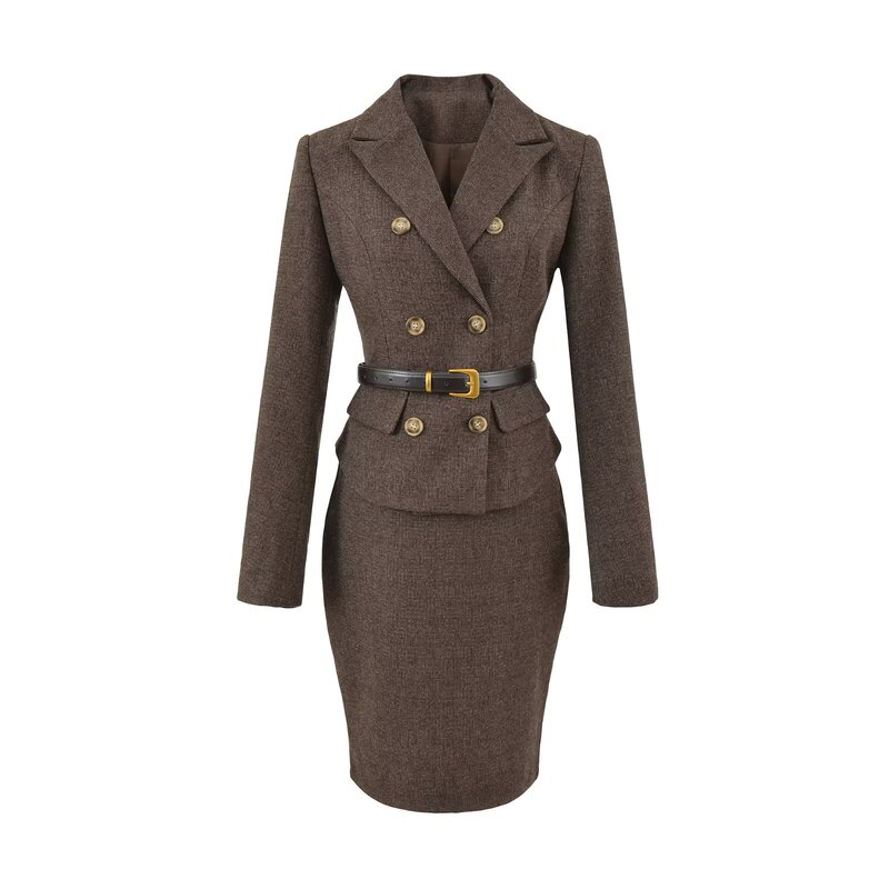 Autumn Waist Slimming Design Pure Lust Style Commuter Suit Top + Hip-Covering Skirt Suit for Women Autumn Waist Slimming Design Pure Lust Style Commuter Suit Top + Hip-Covering Skirt Suit for Women