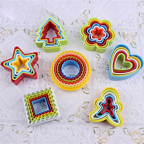 Round plum blossom love wave shape colorful cutting pattern steamed bun baking cookie tool fondant cake mold