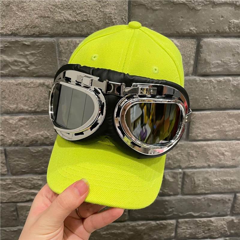 Vintage Pilot Hat With Sunglasses For Men And Women Hip Hop Cap_voghion.com