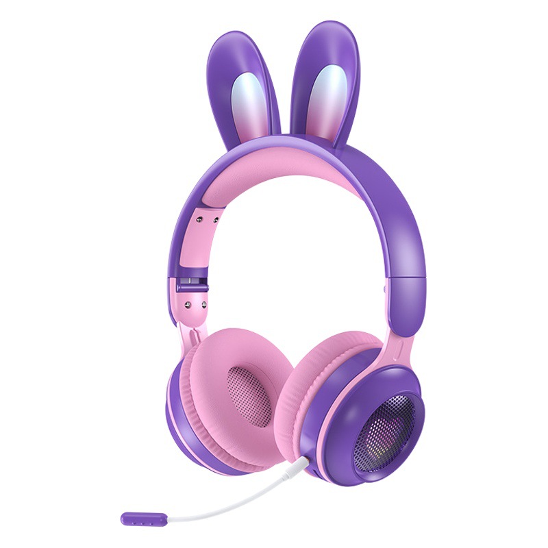 Nuevo auricular inalámbrico emisor de luz del oído del conejo con zoom largo juego de auriculares llamada auriculares Bluetooth auriculares