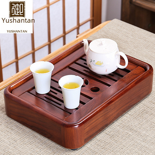 Home Black Sandalwood Solid Wood Small Tea Tray Rosewood Simple Office Water Storage Tea Sea Walnut Wood Tea Table Japanese Dry Pouring Table