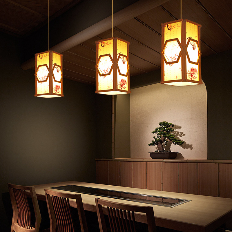 Lámpara de bambú cama y desayuno japonés antiguo linterna bambú arte personalizado creativo lámparas restaurante chino casa té Zen iluminación