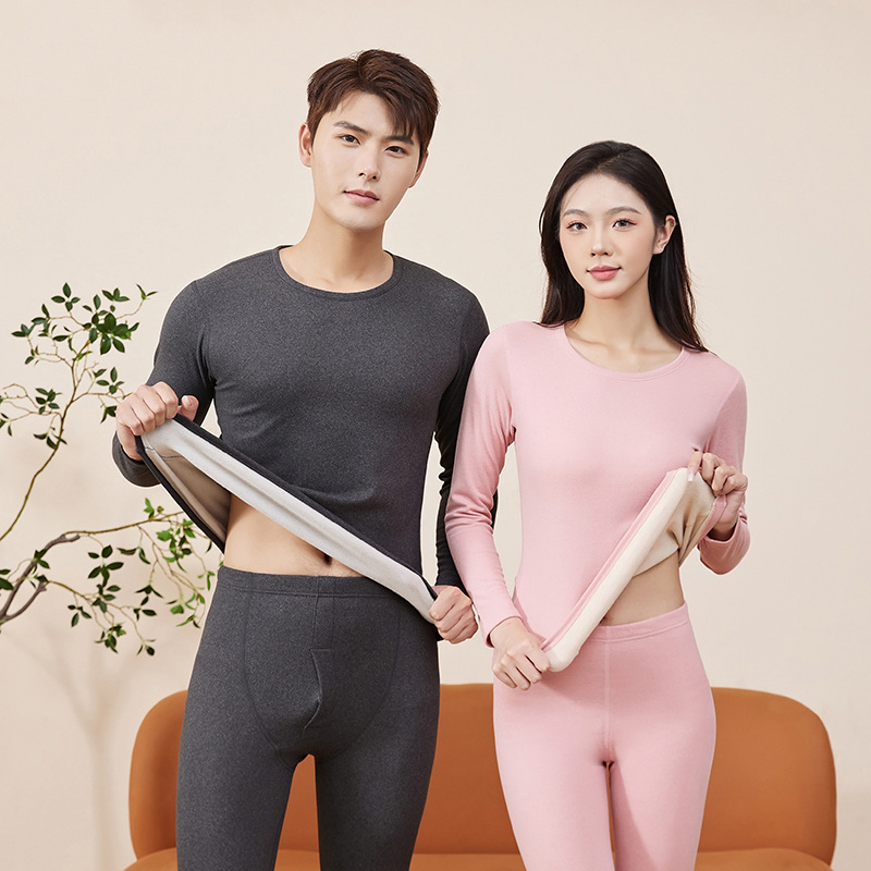 Cashmere Silk Thermal Underwear suit Men's and Women's Winter fleece-lined Thickened Lovers Autumn Clothes Autumn Trousers Base Shirt CSN1