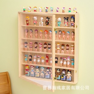 Solid Wood Acrylic Blind Box Display Cabinet Storage Cabinet Bubble Mart Dust-Proof Figure Moll Multi-Layer Transparent Storage Box