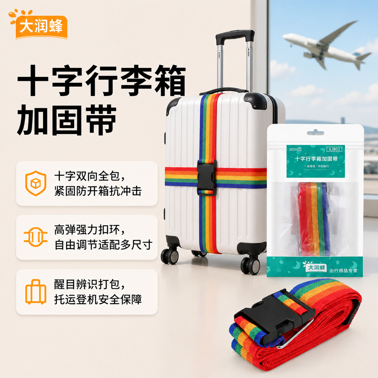Explosion-proof suitcase cross strap, reinforced luggage strap with combination lock, international shipping packing strap, colorful wear-resistant strap wholesale