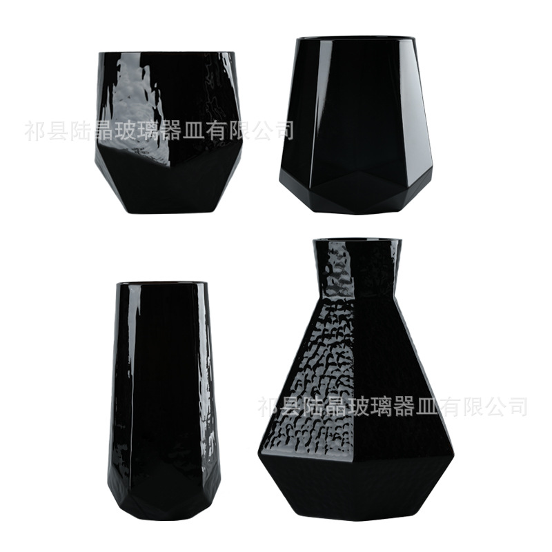 Estrella Negro Taza geométrica hexagonal botella de agua fría conjunto de vino de vidrio traje de hogar de gran capacidad traje de botella de agua