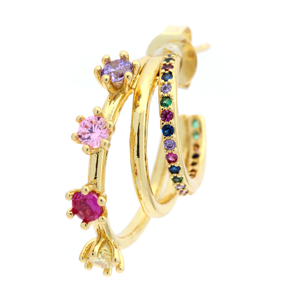 9g Weight Zircon Inlay Material Earrings Classification 1 Pair Quantity 1 Pair Fashion Flower Copper Inlay Zircon Earrings