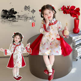 新儿童演出服中国风大合唱旗袍连衣裙少儿古筝旗袍表演服一件代发
