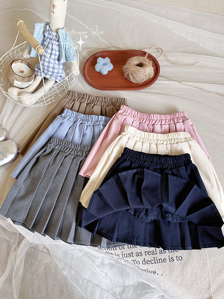 [Spot] Falda de media longitud para niñas Otoño 2025 Traje Falda plisada Falda corta para niños Jk Pantalones cortos estilo universitario