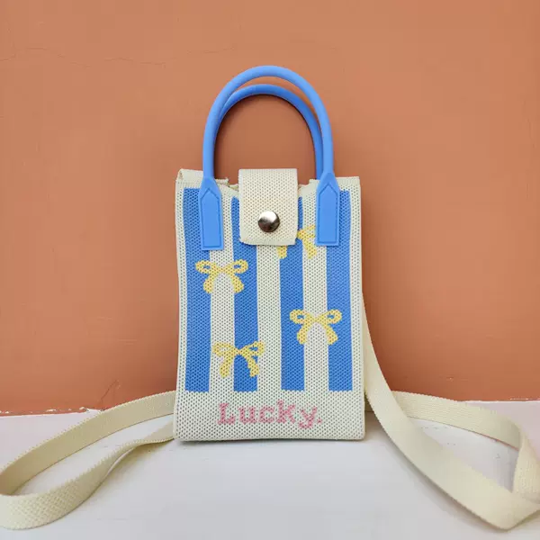 With bow, blue