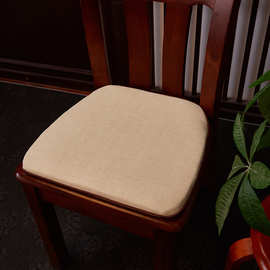 中式麻布绑带坐垫批发U型马蹄形棉麻防滑透气餐椅垫可拆洗椅垫子