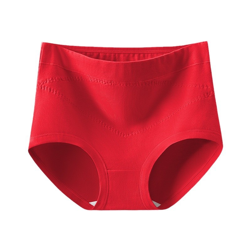 This year's big red high waist cotton underwear women's happy wedding plus size 200kg cotton briefs
