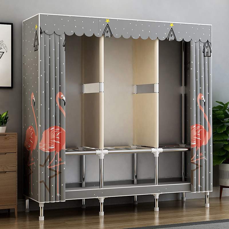 Wardrobe with curtains Simple economy rental houses with cloth hood…