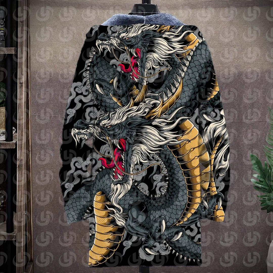 Осень и зима must have кросс-бордер торговля 3D печатанные пальто; животное Дракон 2023 новый тёплый зимний мужской пальто