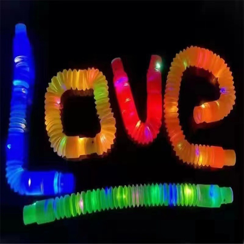 Pop tubes29mm color light emitting tube, pressure reducing puzzle telescopic tube toy, children's pull tube toy wholesale