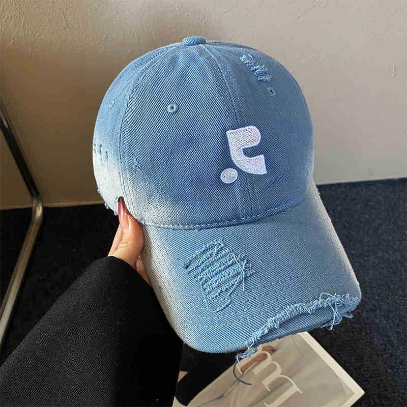 Retro hacer viejos agujeros gorra de béisbol boca de pato profundo alrededor de la cabeza de la mujer 2025 sombrero solar de primavera muestra cara pequeña