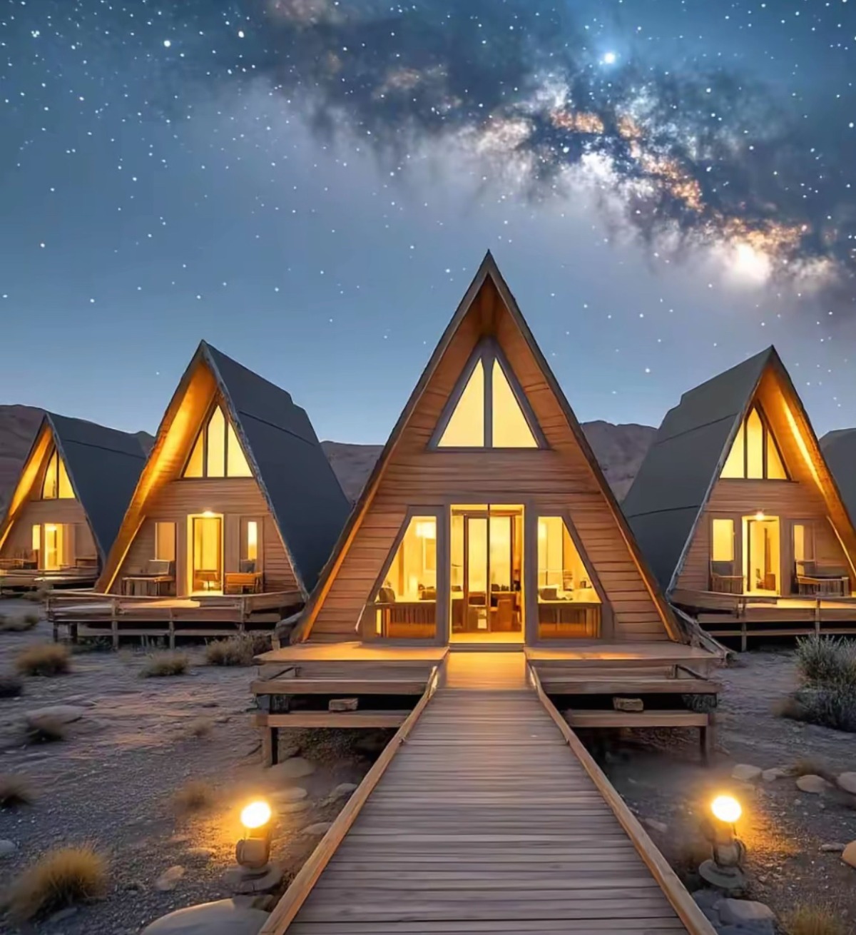 Características al aire libre de camping de lujo salvaje casa de madera triangular alojamiento residencial casa extraña pequeña casa móvil escénica casa de madera forestal