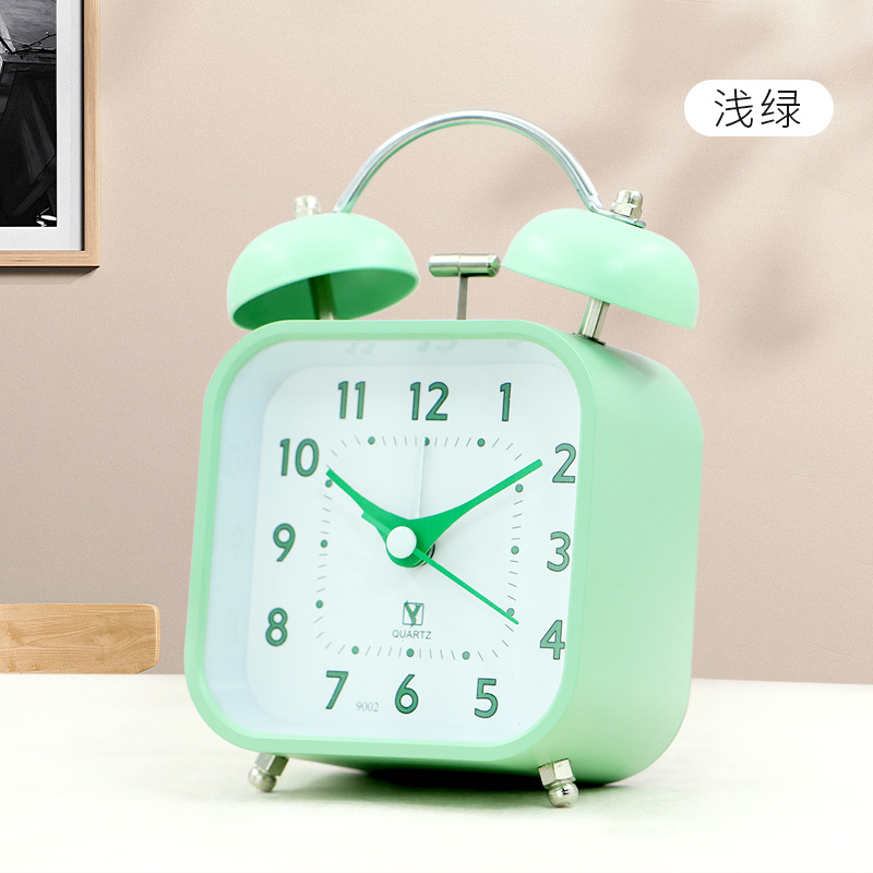 Reloj simple para estudiantes con dormitorio perezoso levantarse de la cama super alto reloj de asiento de metal nuevo silencioso caminando reloj despertador de luz nocturna